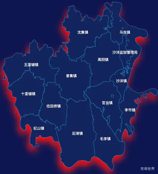 echarts荆门市沙洋县geoJson地图阴影